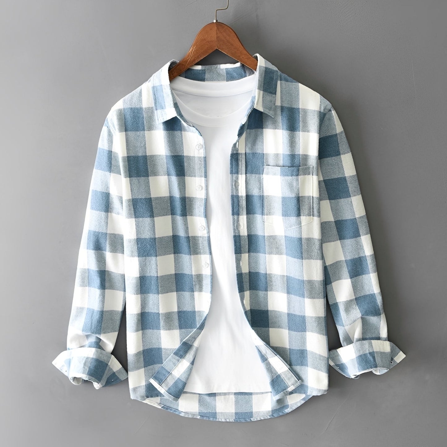 Martin - Elegant Checkered Shirt with Ruffles for Men