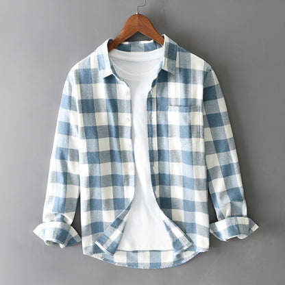 Martin - Elegant Checkered Shirt with Ruffles for Men