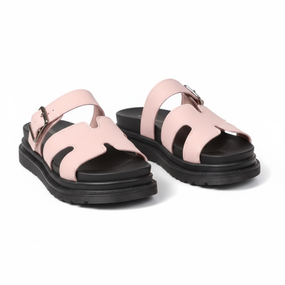 Women's PU Leather Platform Gladiator Sandals with Thick Sole and Buckle Strap - Stylish Roman Footwear
