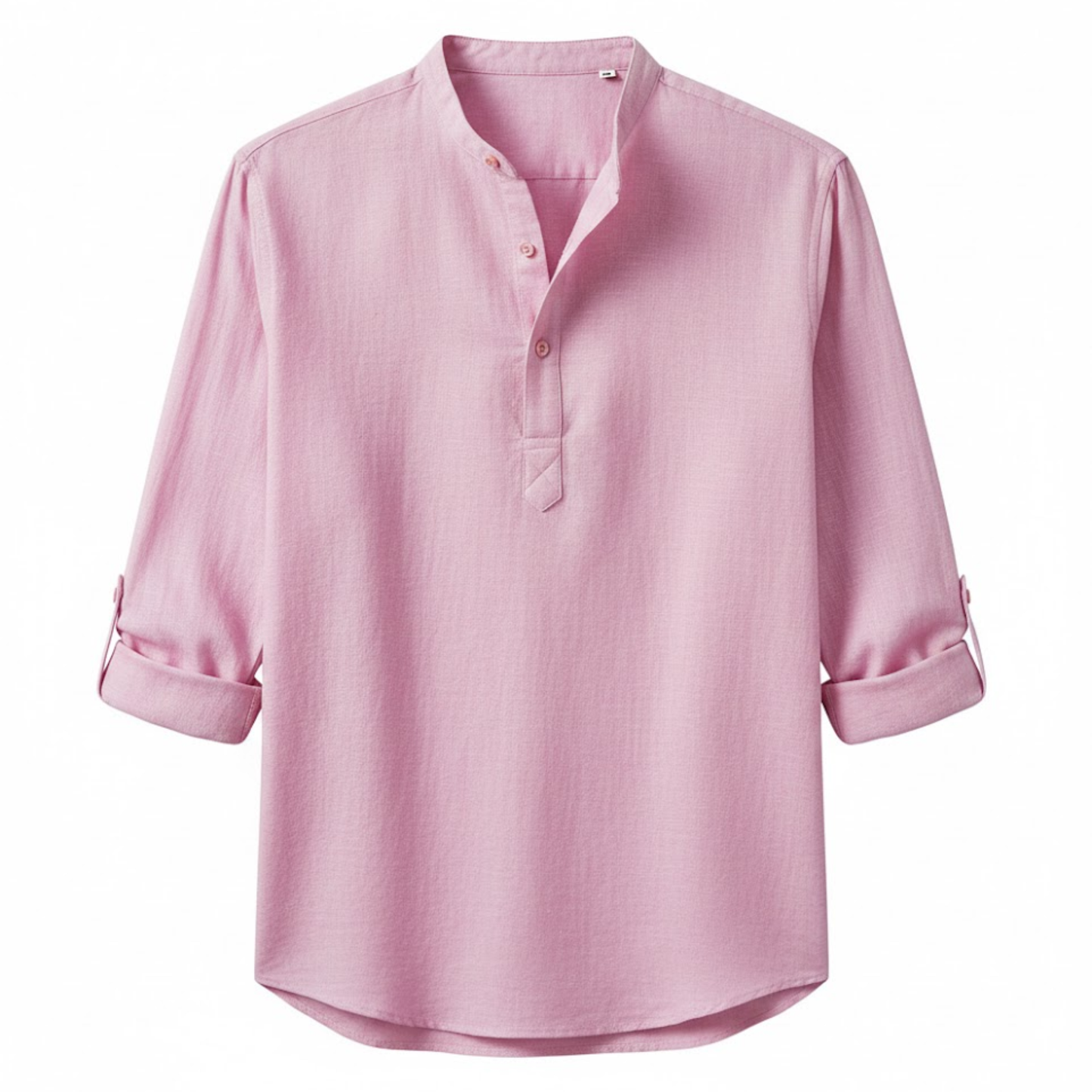 Men's Long Sleeve Cotton Linen Henley Shirt - Breathable Casual Beach Button Top
