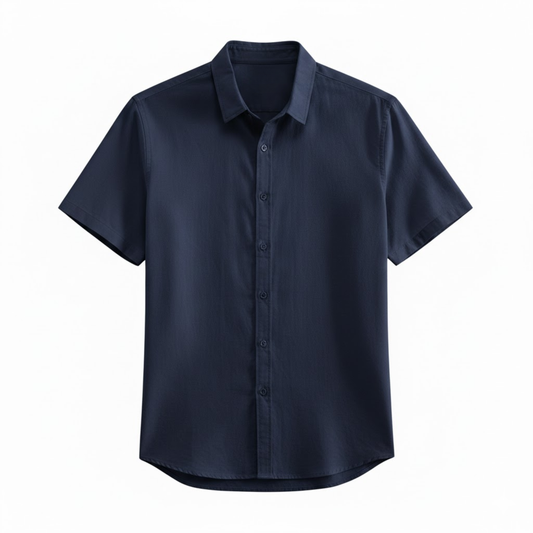 Men's Casual Short Sleeve Linen Shirt with Square Collar - Loose Fit Summer Top