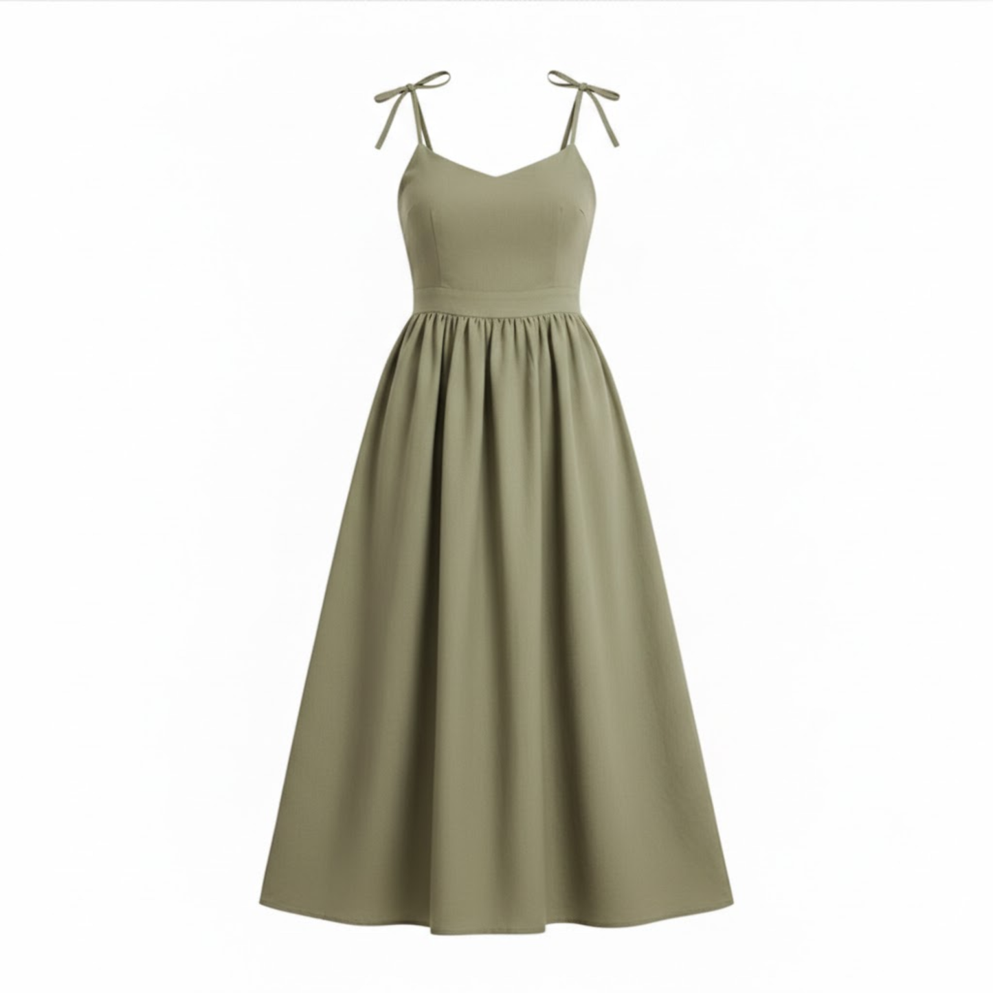 Women's Sleeveless V-Neck A-Line Midi Dress with Pockets and Spaghetti Straps for Casual Wear