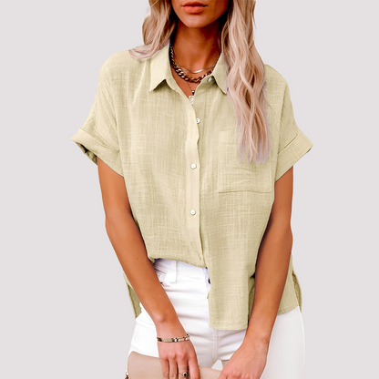 Josie - Loose-Fitting Short-Sleeve Blouse with Pocket for Women