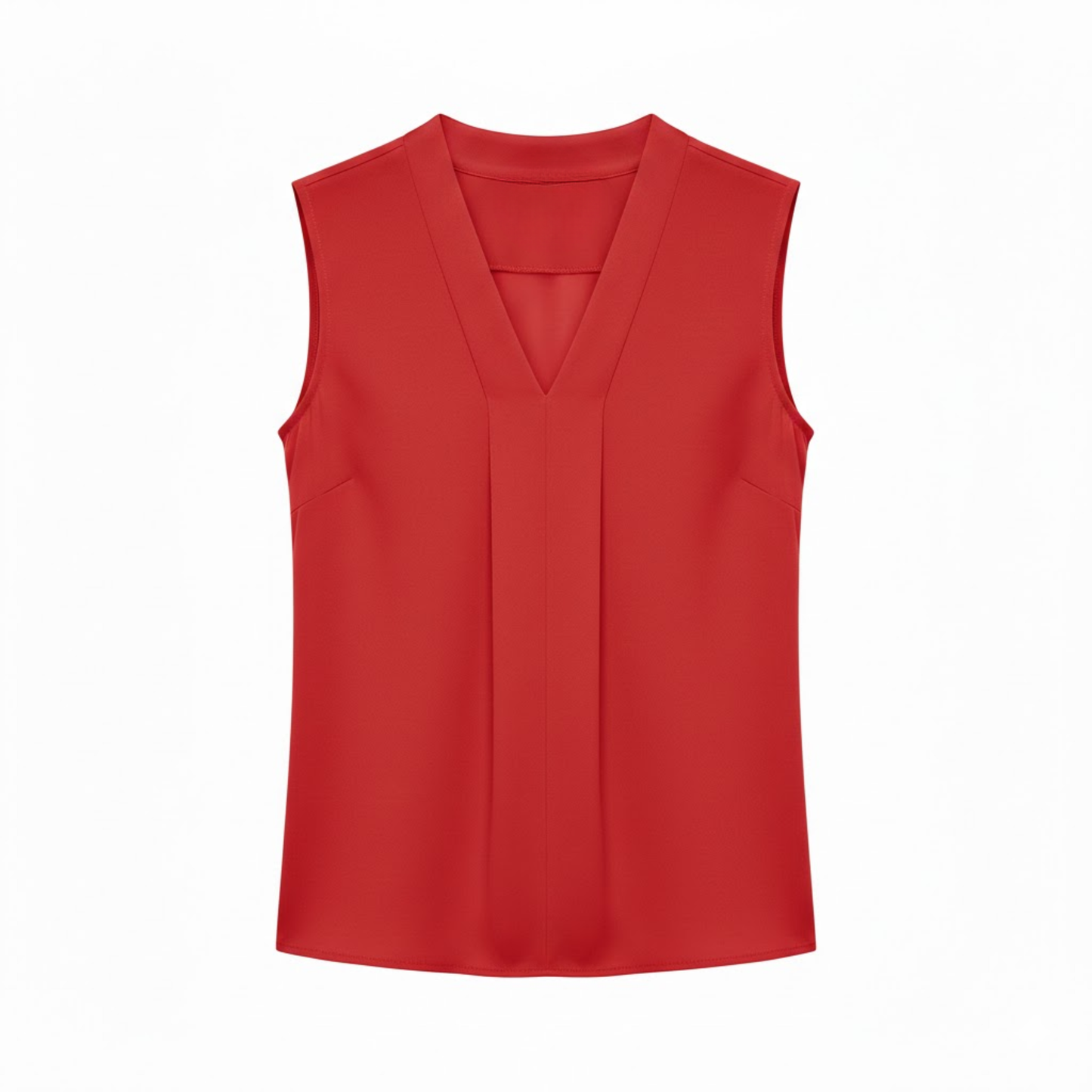 Elegant Women's Sleeveless Chiffon V-Neck Blouse with Loose Fit and Draped Front Design