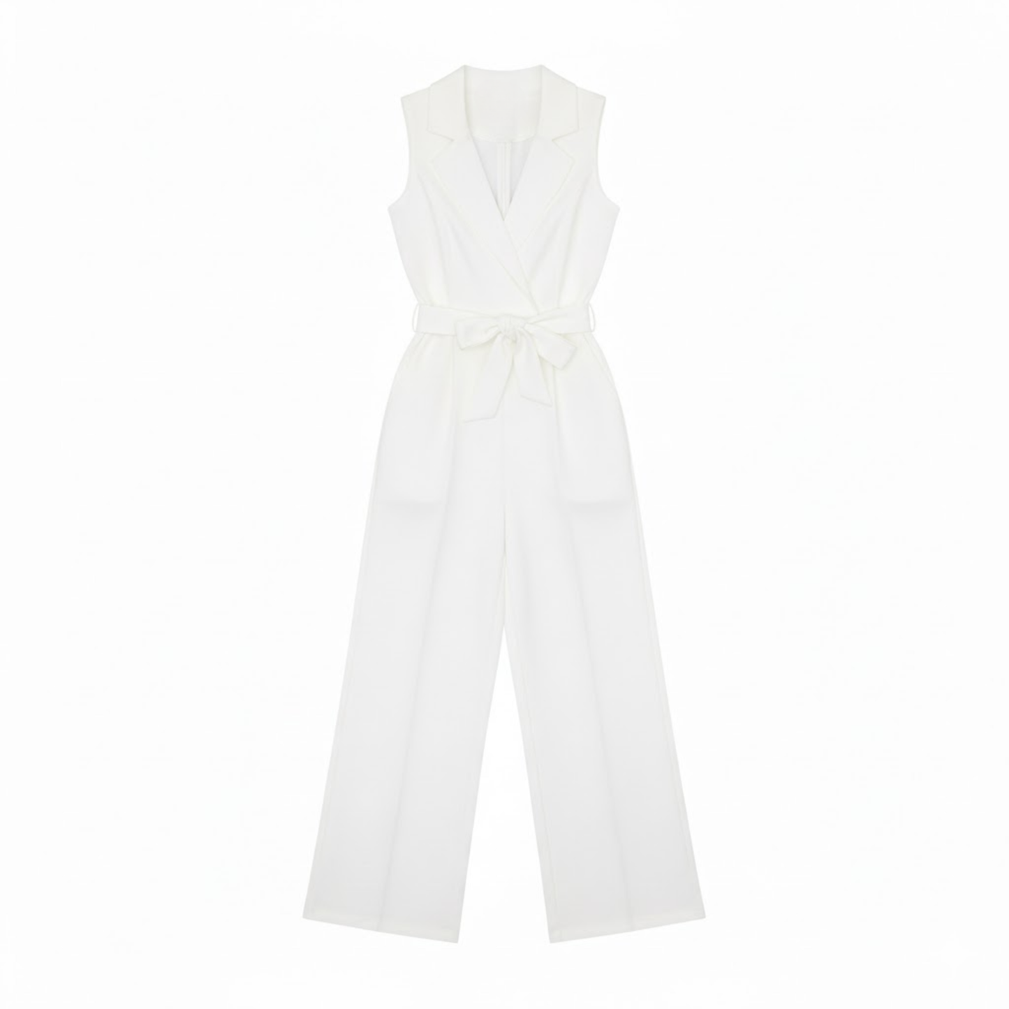 Sleeveless Tailored Waist Jumpsuit with Wide Leg Design for Effortless Style