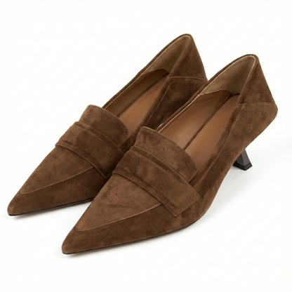 Women's Vintage Velvet Pointed Toe Slip-On Kitten Heels - Elegant High Heels for Chic Style