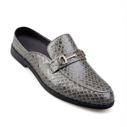 Men's PU Leather Slip-On Mules - Casual Open Back Loafers for Outdoor Driving