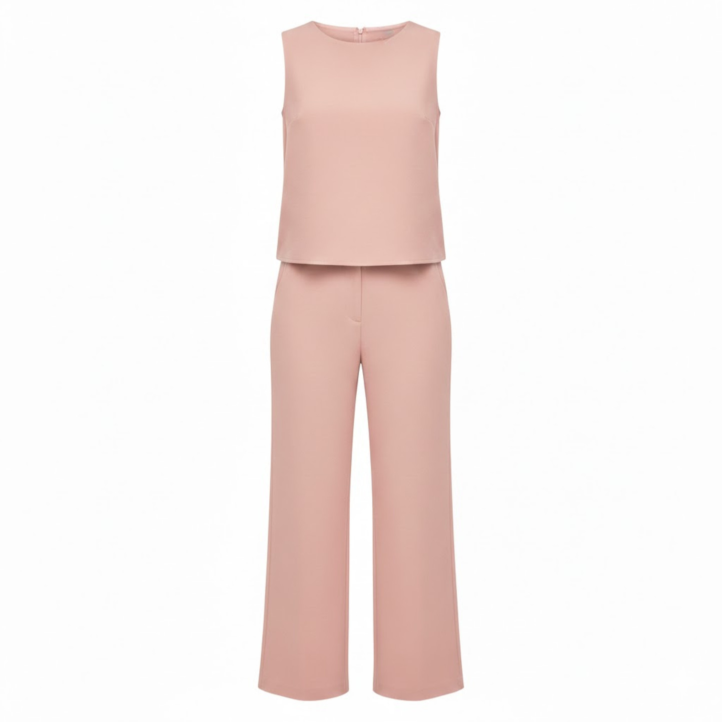 Chic Women's Sleeveless Wide Leg Jumpsuit with Mock Neck and Full-Length Trousers for Effortless Style