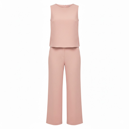 Chic Women's Sleeveless Wide Leg Jumpsuit with Mock Neck and Full-Length Trousers for Effortless Style