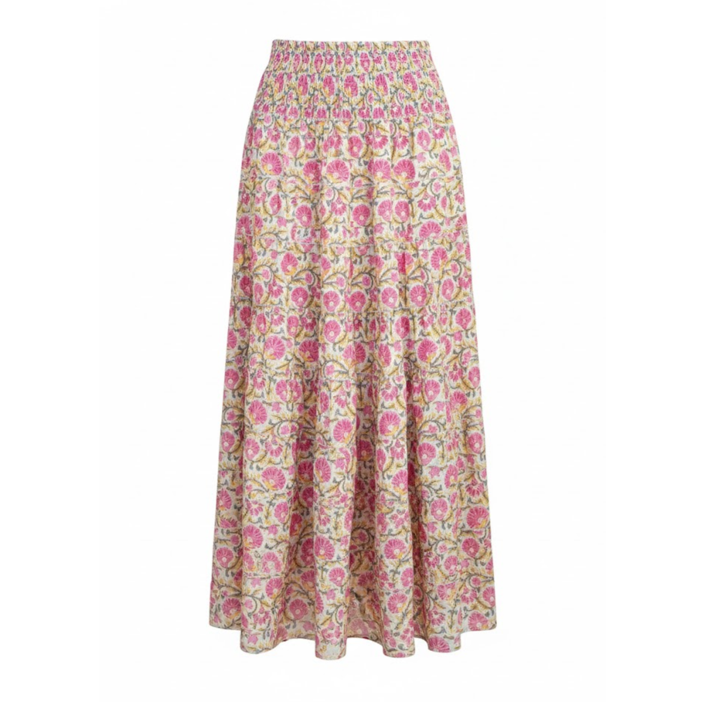 Women's High Waist A-Line Maxi Skirt with Elastic Waist - Floor-Length Printed Flare Design