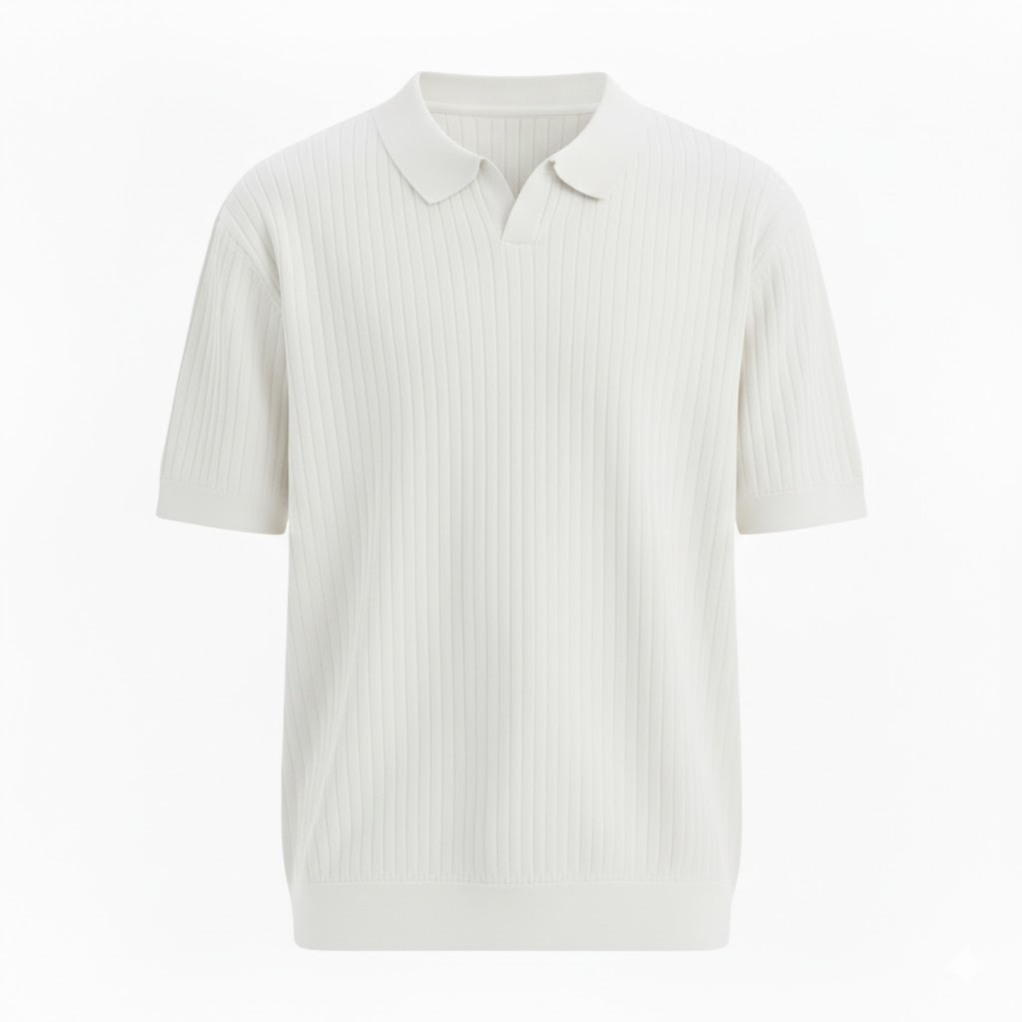 Men's Slim Fit Quick Dry Short Sleeve Ribbed Knit Polo Shirt for Golf and Casual Wear