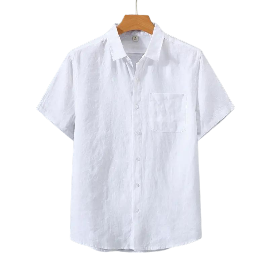 Men's Short Sleeve Linen Shirt - Lightweight Summer Casual Top