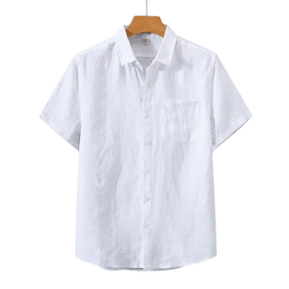 Men's Short Sleeve Linen Shirt - Lightweight Summer Casual Top