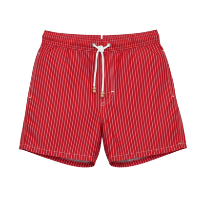 Men's Quick Dry Striped Swim Trunks with Elastic Waistband for Beach and Pool