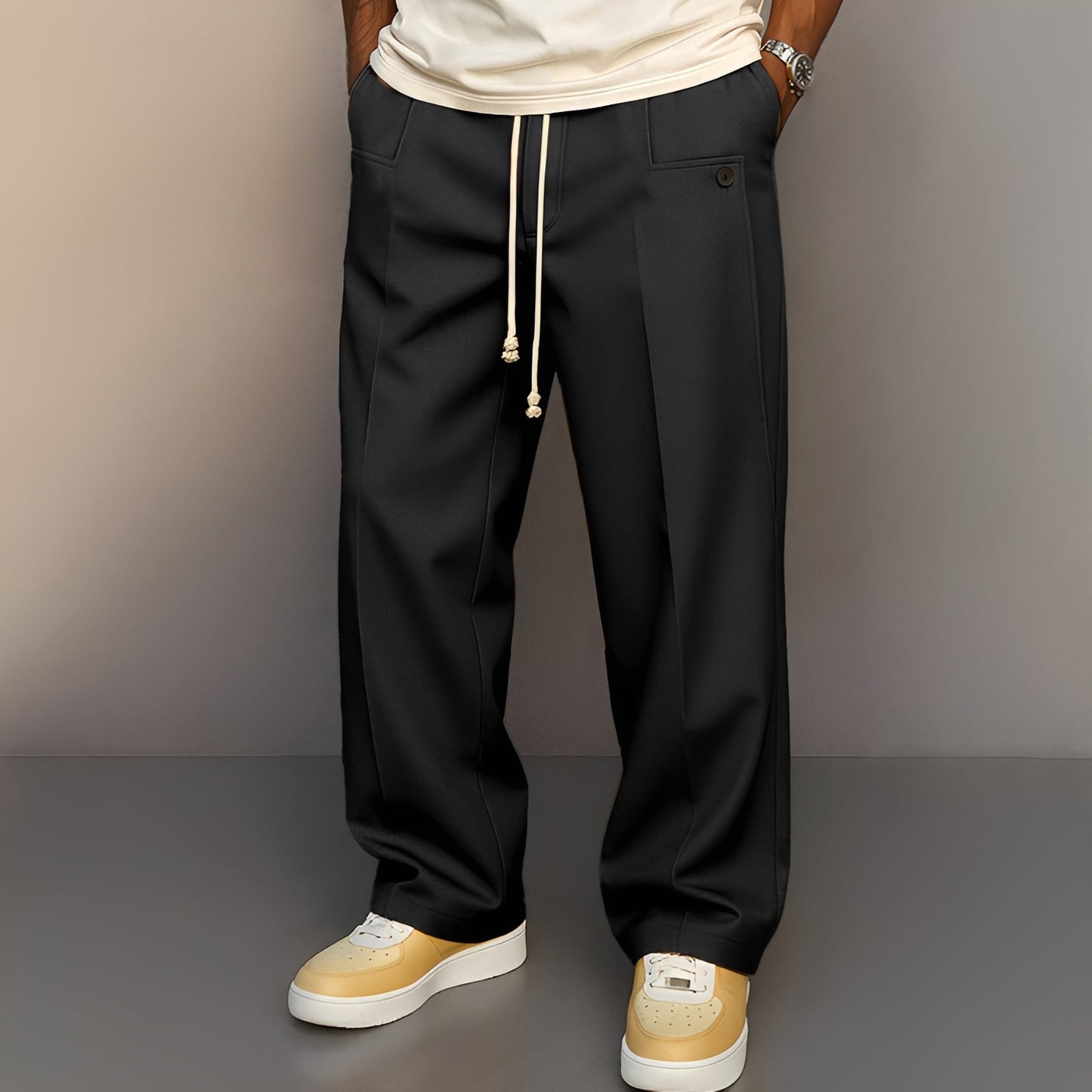 Conor - Casual Straight-Leg Trousers with Drawstring for Men