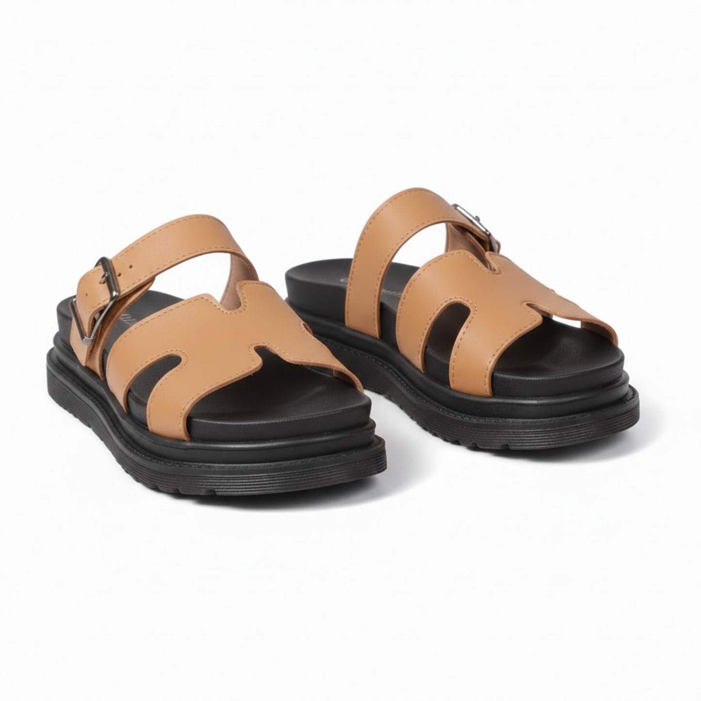 Women's PU Leather Platform Gladiator Sandals with Thick Sole and Buckle Strap - Stylish Roman Footwear