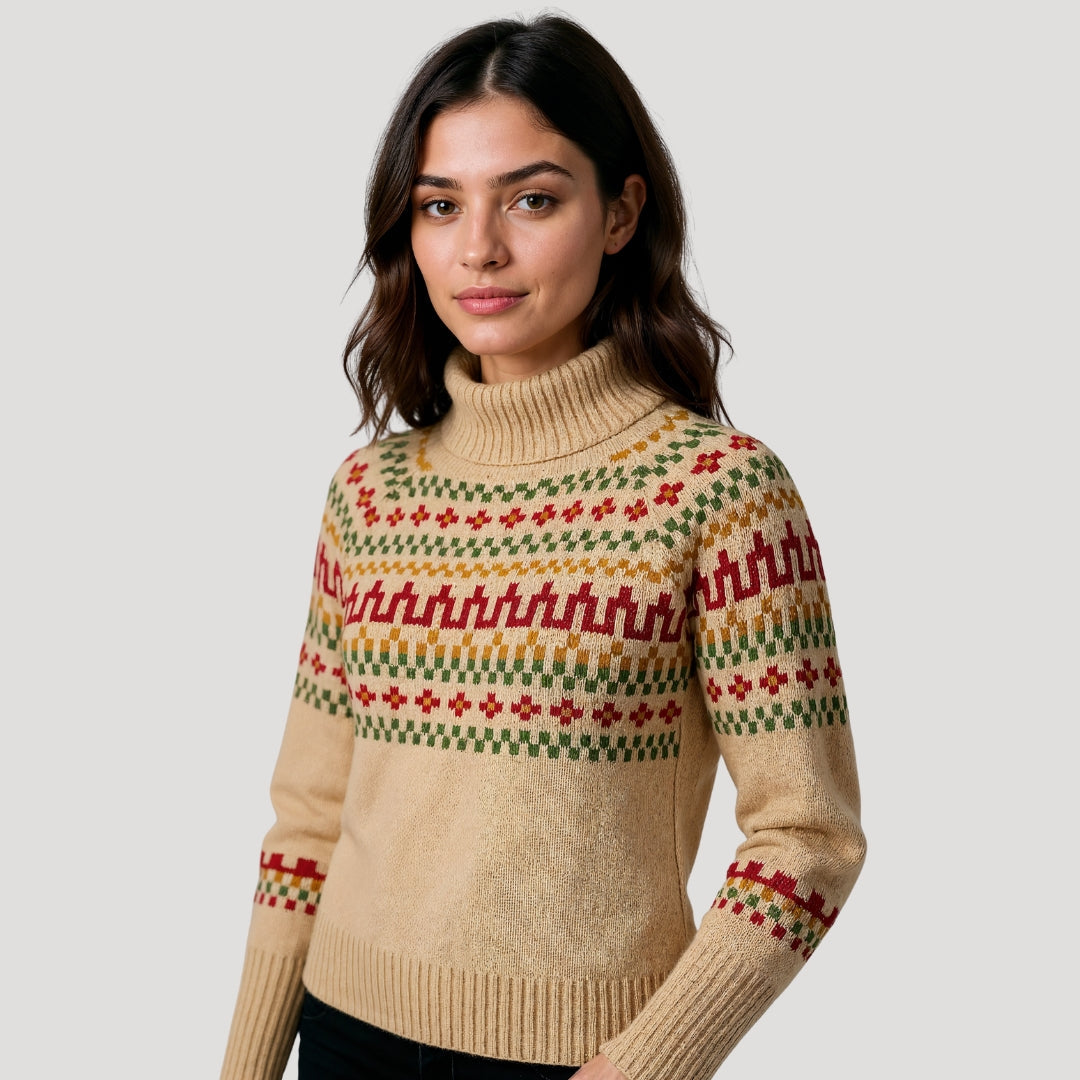 Cozy Women's Oversized Fair Isle Knit Sweater for Winter
