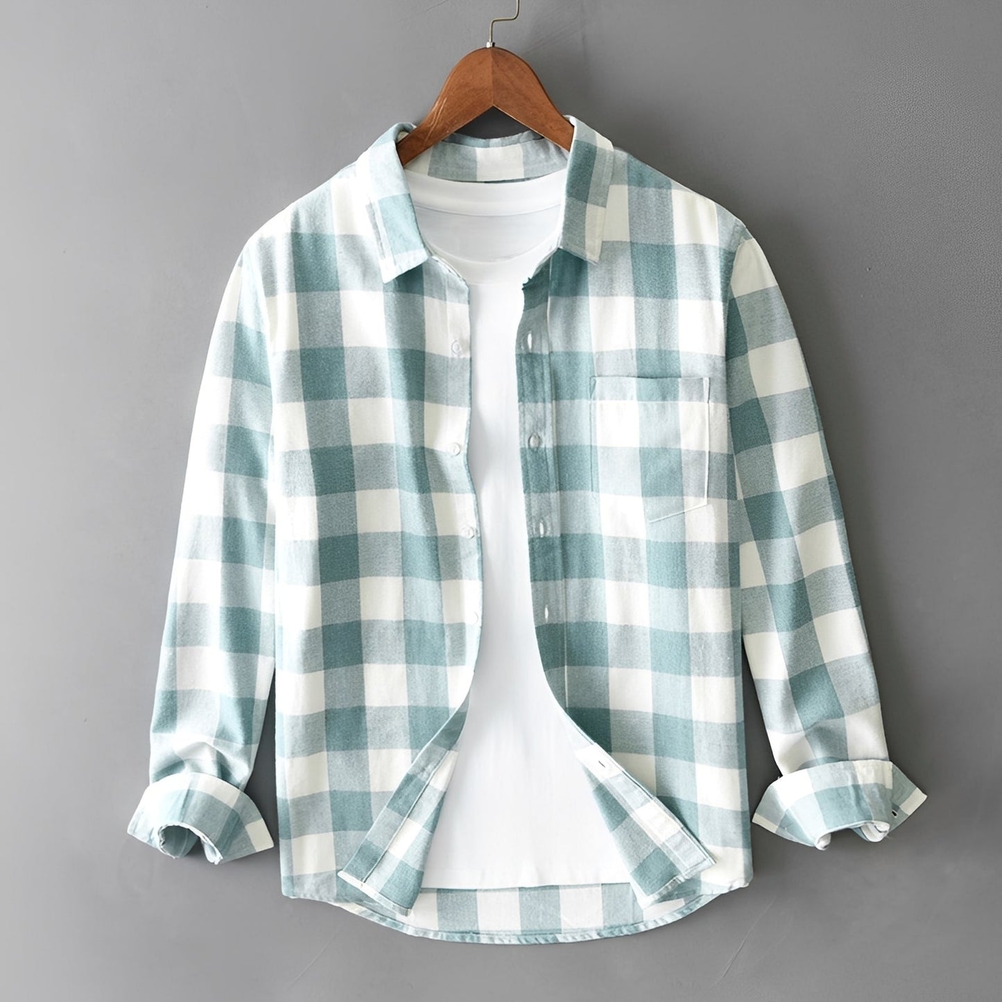 Martin - Elegant Checkered Shirt with Ruffles for Men