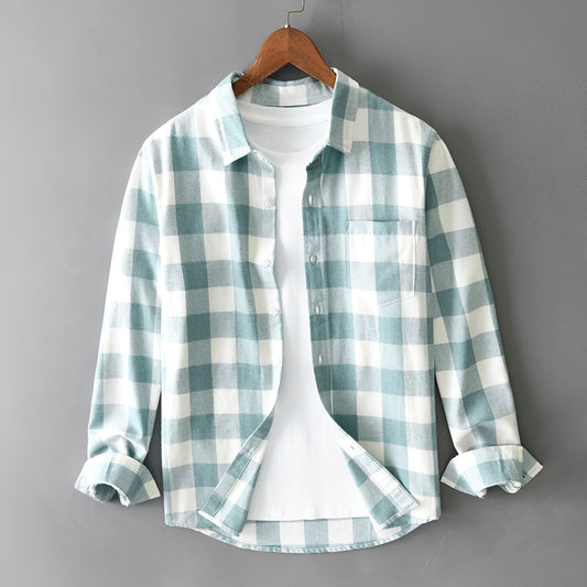 Martin - Elegant Checkered Shirt with Ruffles for Men