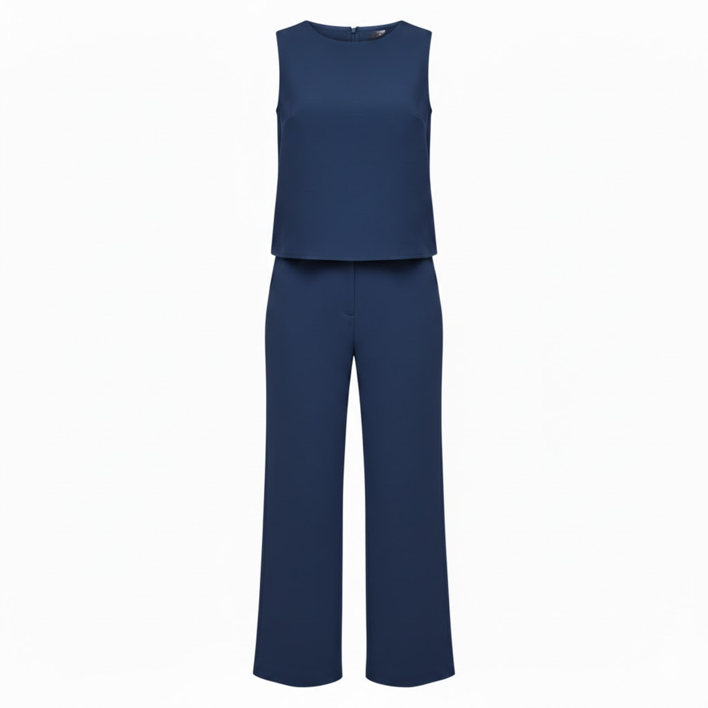 Chic Women's Sleeveless Wide Leg Jumpsuit with Mock Neck and Full-Length Trousers for Effortless Style