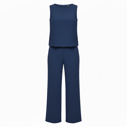 Chic Women's Sleeveless Wide Leg Jumpsuit with Mock Neck and Full-Length Trousers for Effortless Style