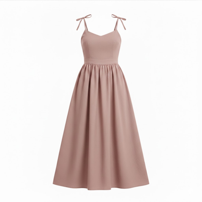 Women's Sleeveless V-Neck A-Line Midi Dress with Pockets and Spaghetti Straps for Casual Wear