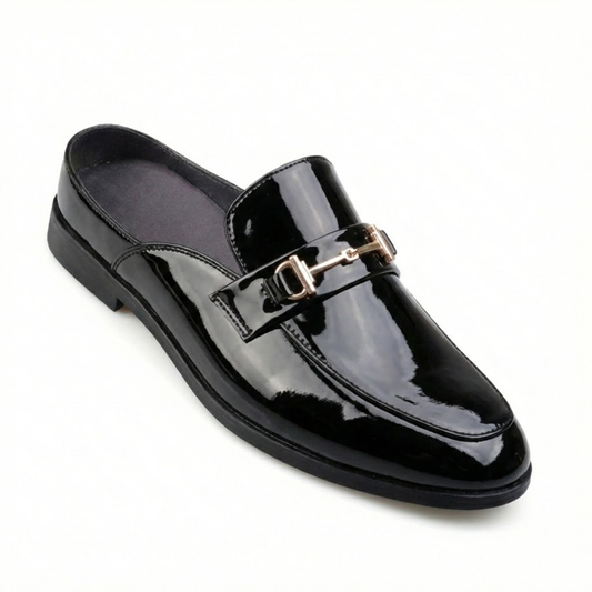 Men's PU Leather Slip-On Mules - Casual Open Back Loafers for Outdoor Driving