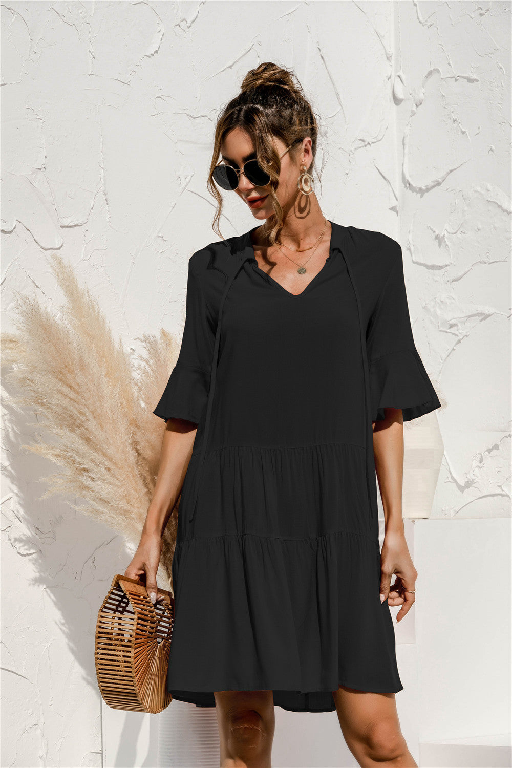 Liza - Elegant Flared Sleeve Dress for Women