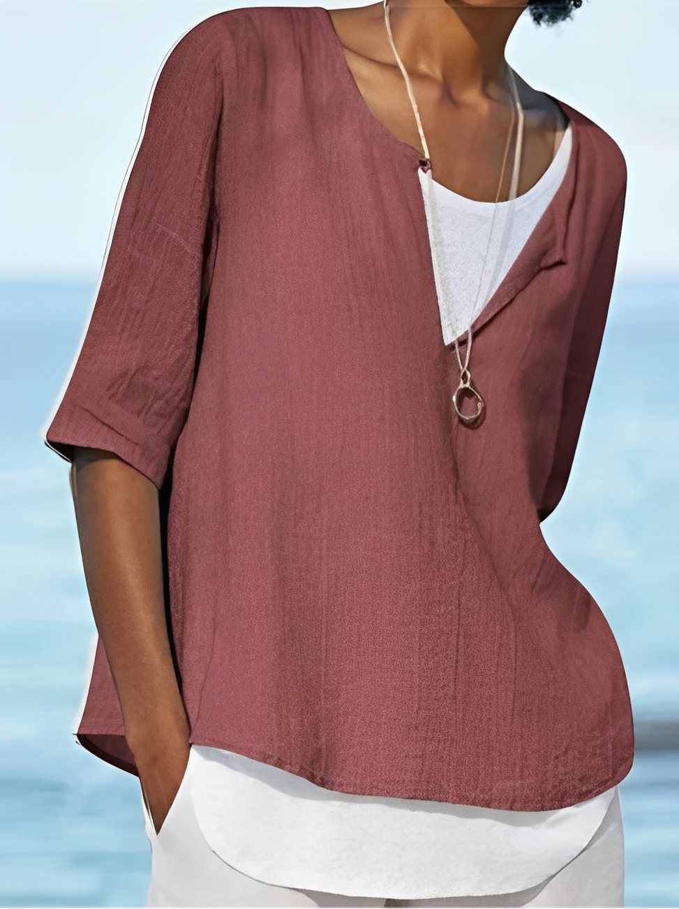 Shania - Elegant Layered Effect Blouse for Women