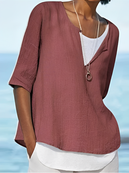 Shania - Elegant Layered Effect Blouse for Women