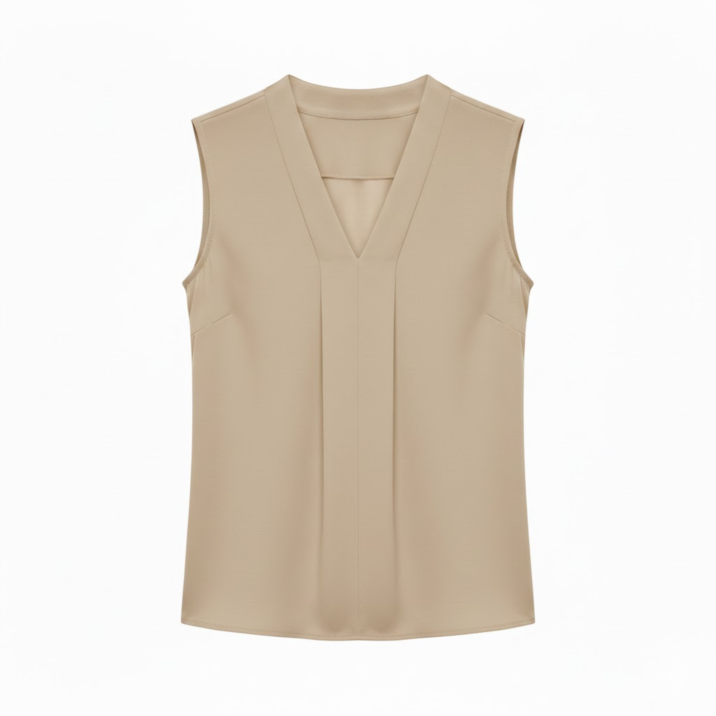 Elegant Women's Sleeveless Chiffon V-Neck Blouse with Loose Fit and Draped Front Design