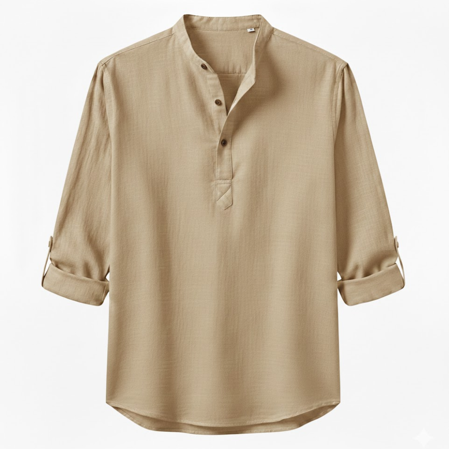 Men's Long Sleeve Cotton Linen Henley Shirt - Breathable Casual Beach Button Top