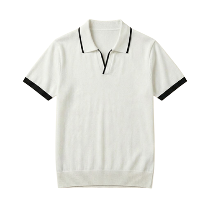 Men's Slim Fit Short Sleeve Knit Polo Shirt - Cotton Polyester Blend Smart Casual Top