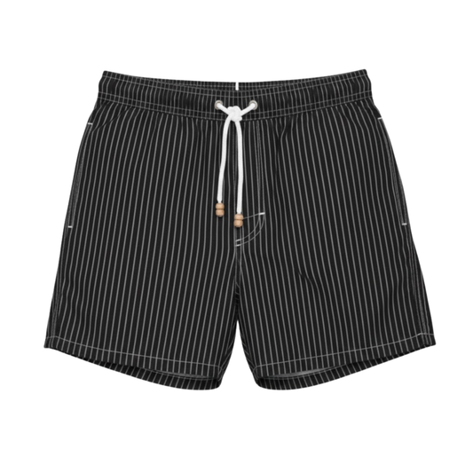 Men's Quick Dry Striped Swim Trunks with Elastic Waistband for Beach and Pool