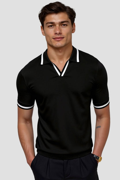 Men's Slim Fit Polo Shirt with Contrast Design - Trendy Casual Attire