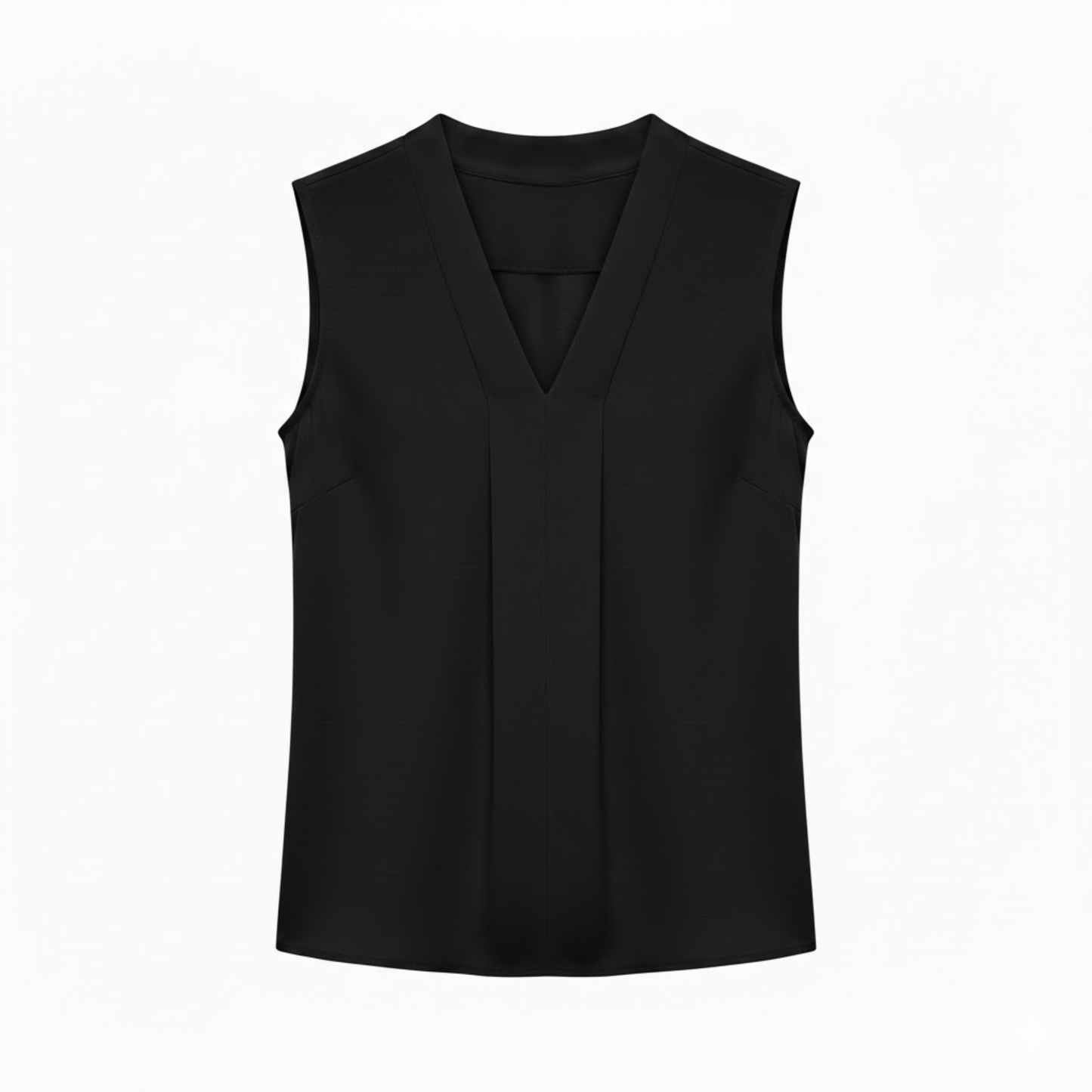 Elegant Women's Sleeveless Chiffon V-Neck Blouse with Loose Fit and Draped Front Design