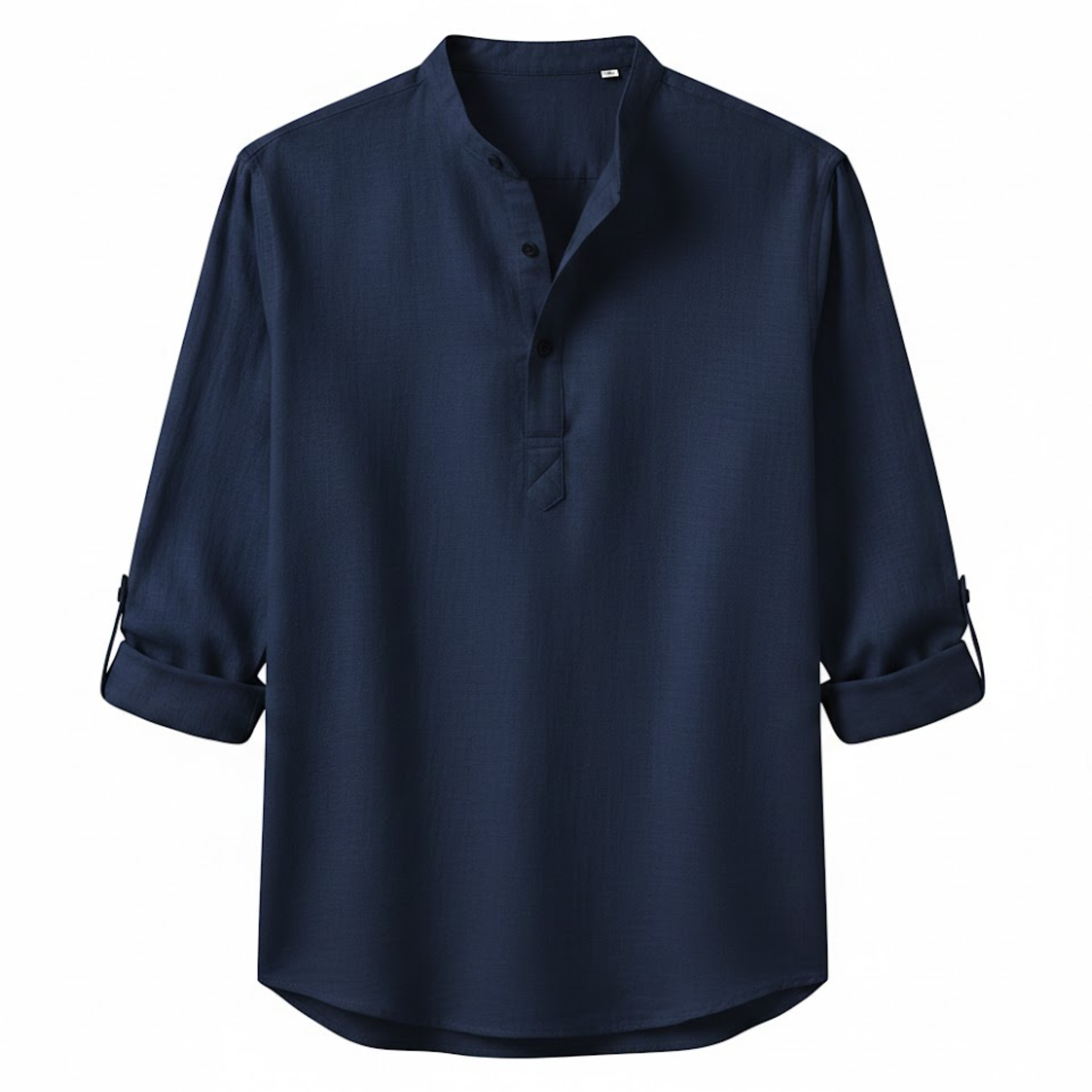 Men's Long Sleeve Cotton Linen Henley Shirt - Breathable Casual Beach Button Top