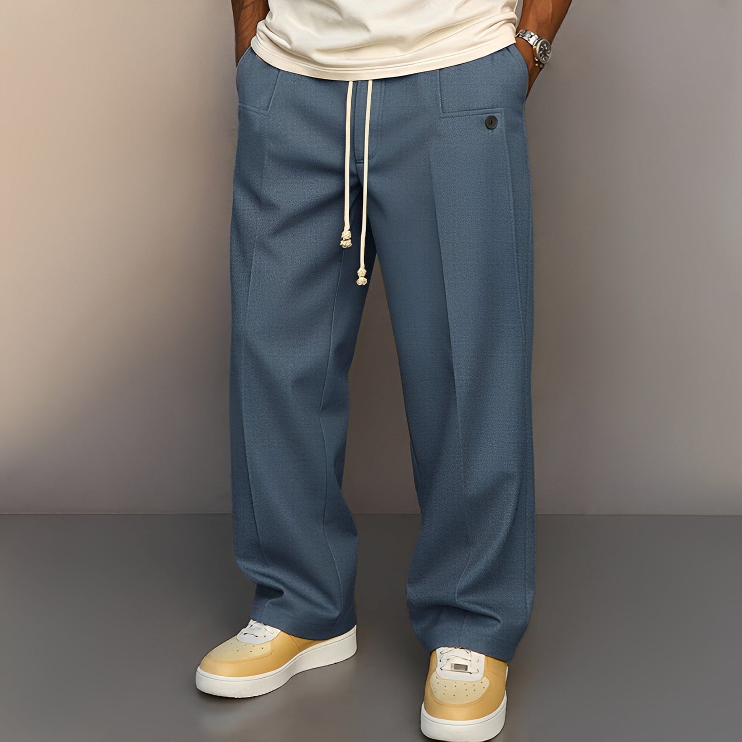 Conor - Casual Straight-Leg Trousers with Drawstring for Men