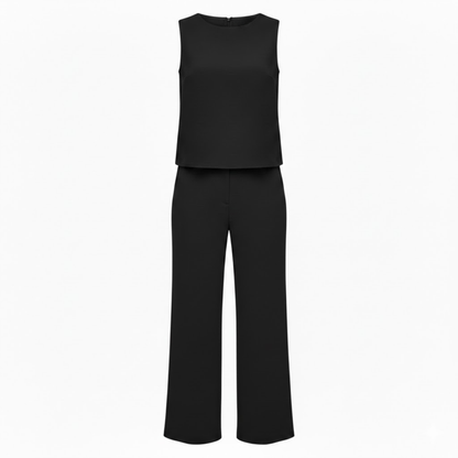 Chic Women's Sleeveless Wide Leg Jumpsuit with Mock Neck and Full-Length Trousers for Effortless Style