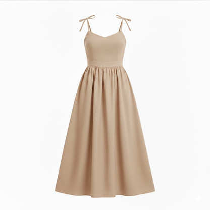 Women's Sleeveless V-Neck A-Line Midi Dress with Pockets and Spaghetti Straps for Casual Wear