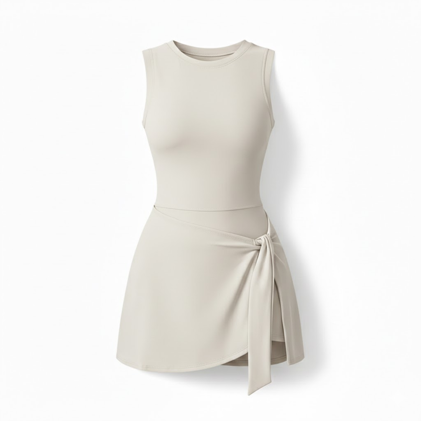 Women's Sleeveless Tennis Dress with Integrated Shorts for Active Training and Fitness
