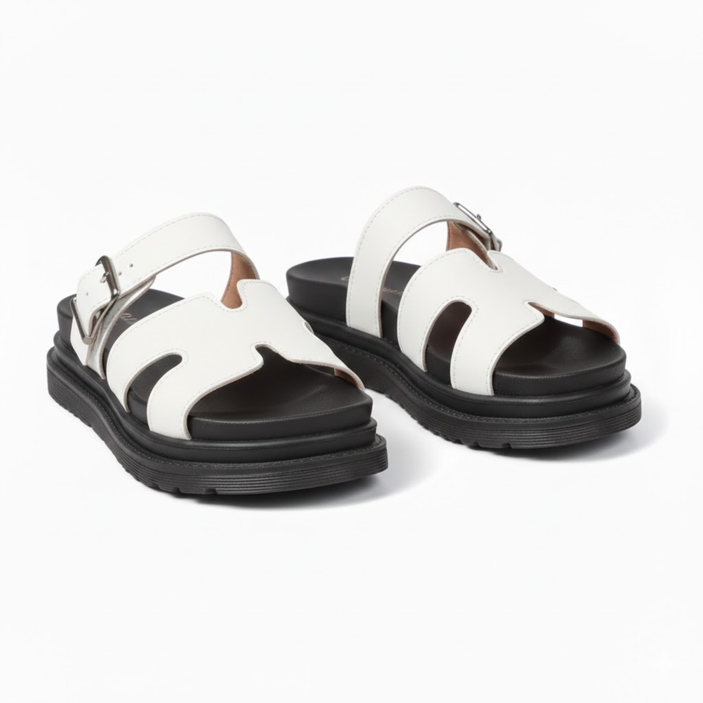 Women's PU Leather Platform Gladiator Sandals with Thick Sole and Buckle Strap - Stylish Roman Footwear