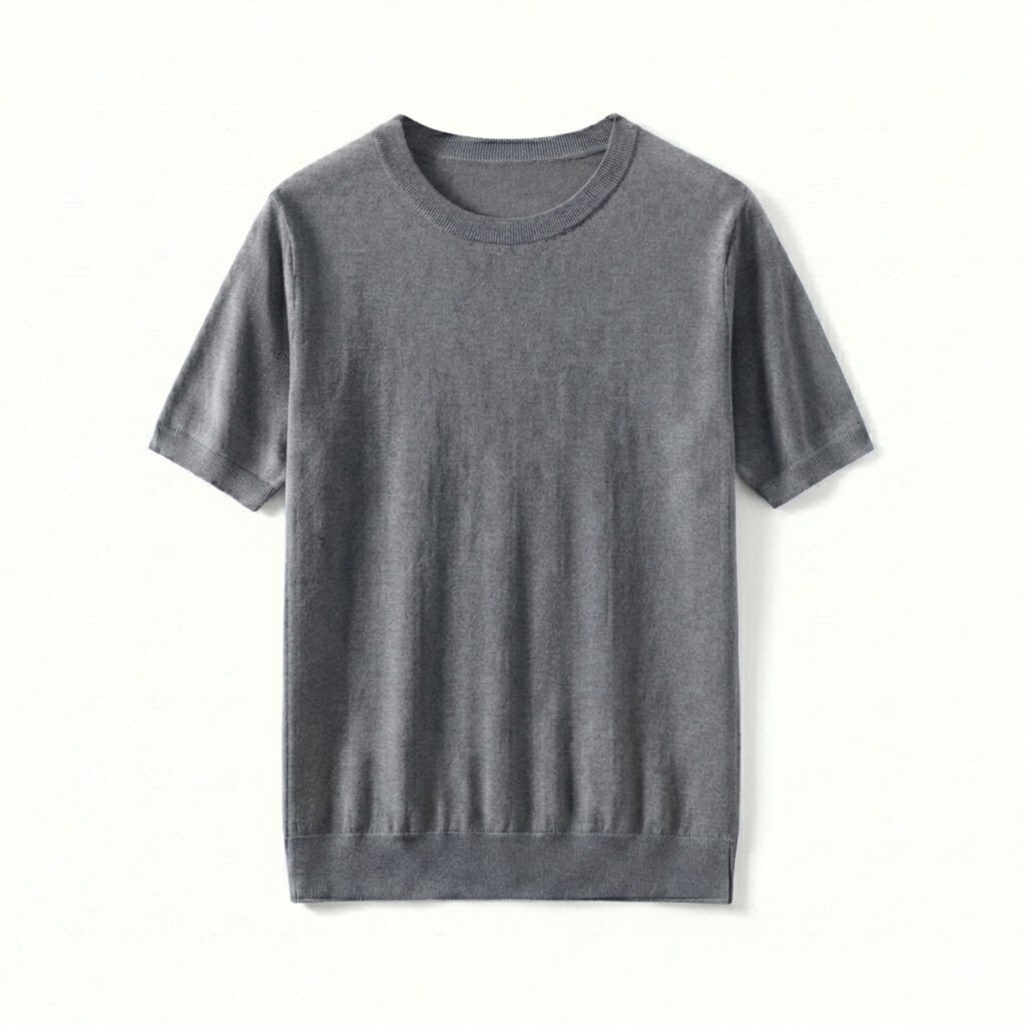 Men's Short Sleeve Crew Neck Merino Wool Blend T-Shirt - Breathable Knit Tee for Comfort