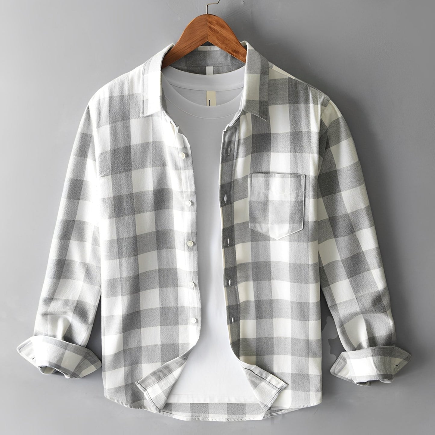 Martin - Elegant Checkered Shirt with Ruffles for Men
