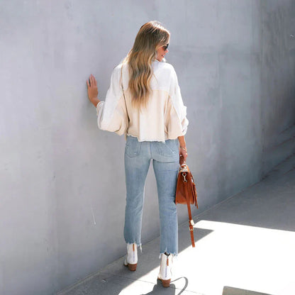 Alina - Cropped Jacket with Frayed Hem