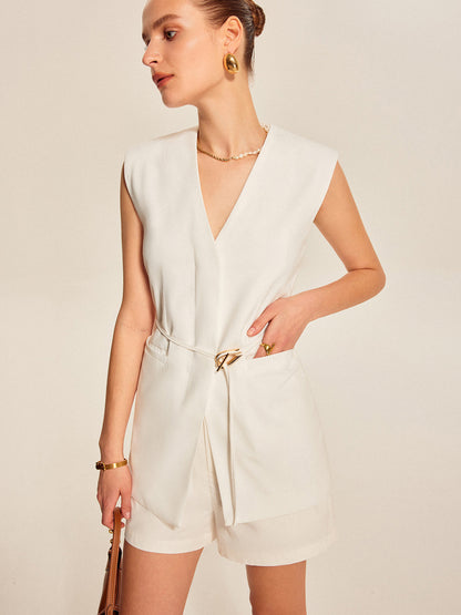 Shari | White Sleeveless Waistcoat