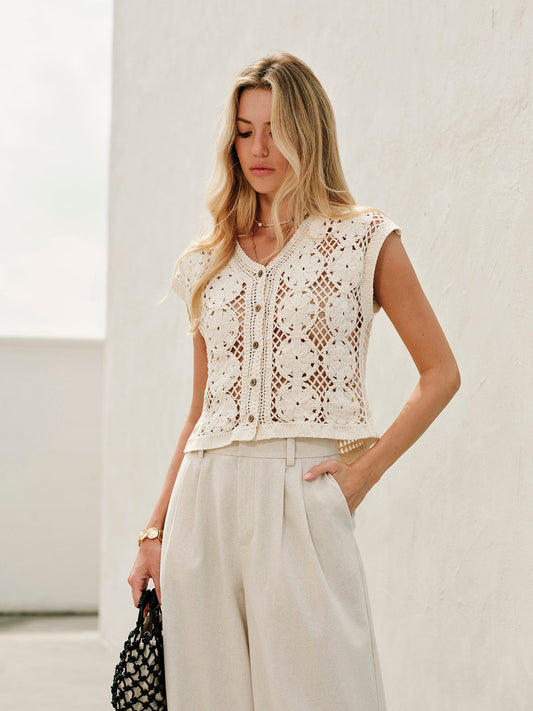 Haisley | Knitted Cardigan with Jacquard Floral Pattern