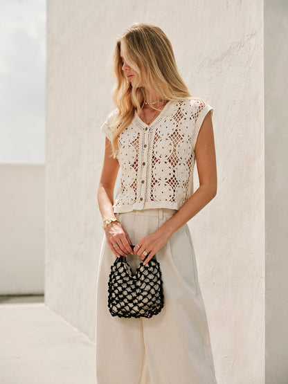 Haisley | Knitted Cardigan with Jacquard Floral Pattern