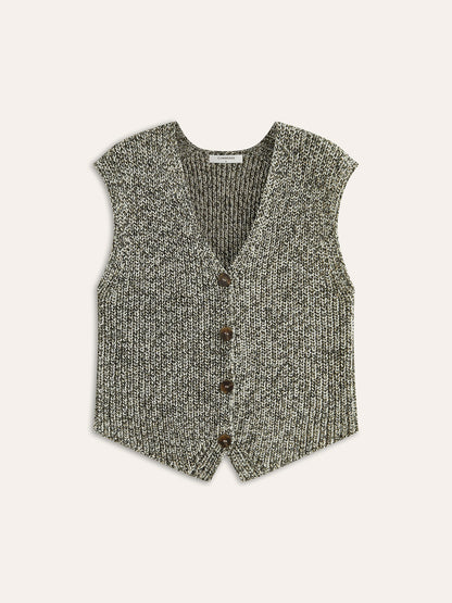 Muriel | Knitted Sleeveless Cardigan Grey