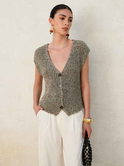 Muriel | Knitted Sleeveless Cardigan Grey